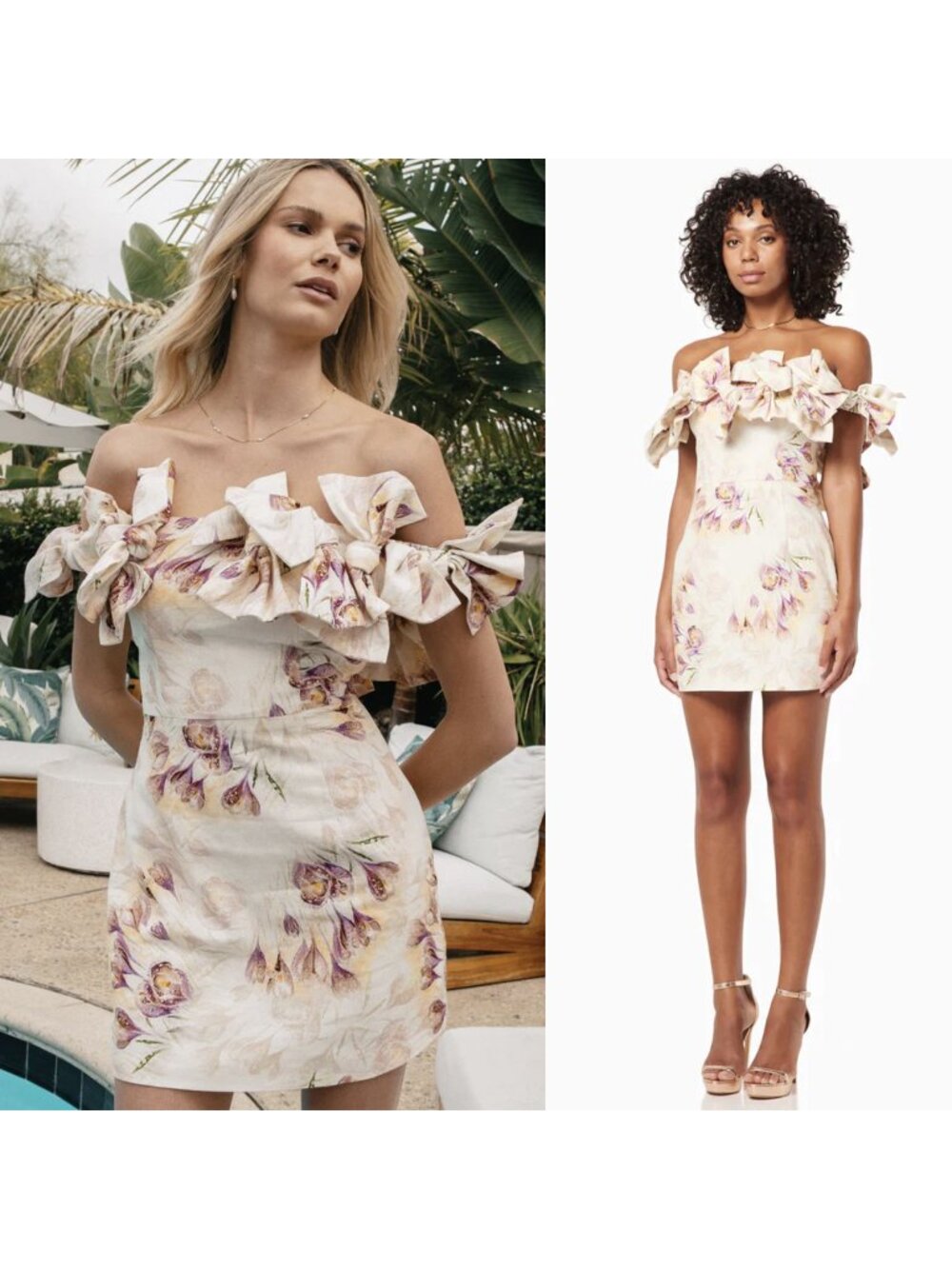 Elliatt Krystle NWT Floral Print Bow Detail Strapless Mini Cocktail Dress Sz M